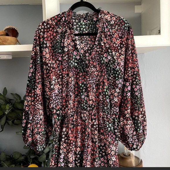 Zara Floral Print Full Length V-Neck Jumpsuit Size L - Picture 2 of 9